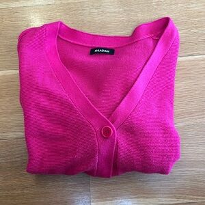 Hot Pink | Naadam Ribbed Cashmere Blend Cardigan | Size M